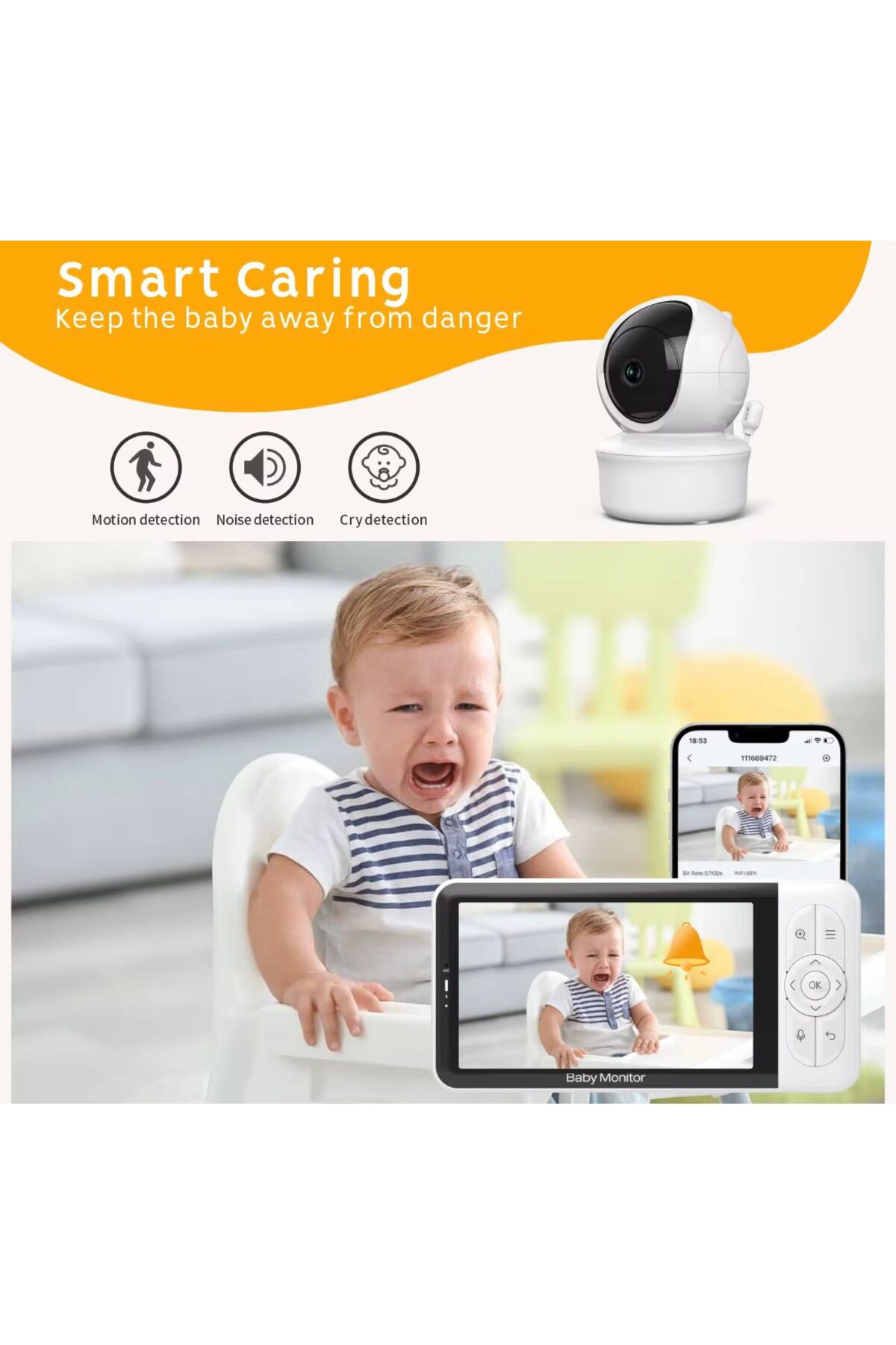 Moxti Bebek Kamerası LCD Ekranlı Gece Görüşlü Bebek Telsizi Bebek Odası Kamerası Monitörü fotoğrafı 4 (önizleme)