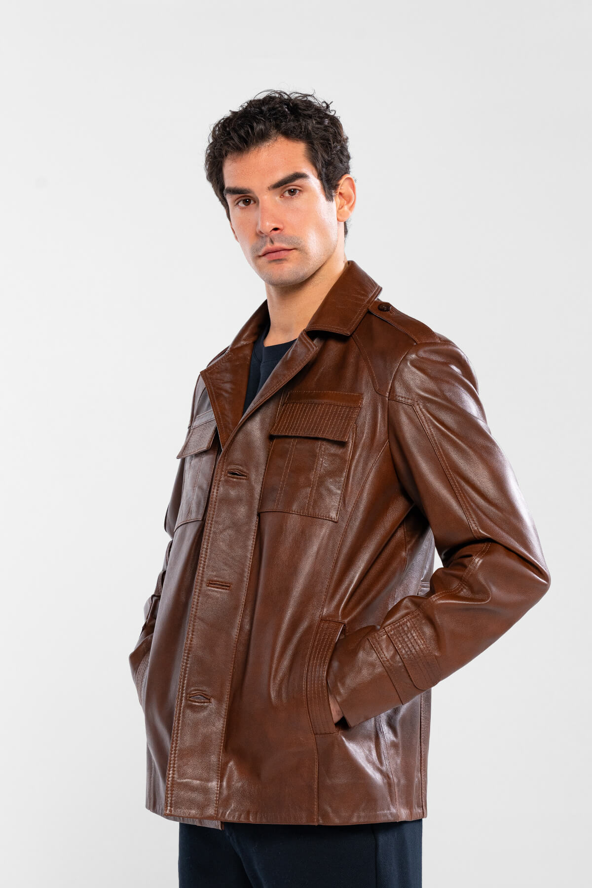 Tamer Tanca  Erkek Hakiki Deri Fındık Deri Mont - Görsel 2