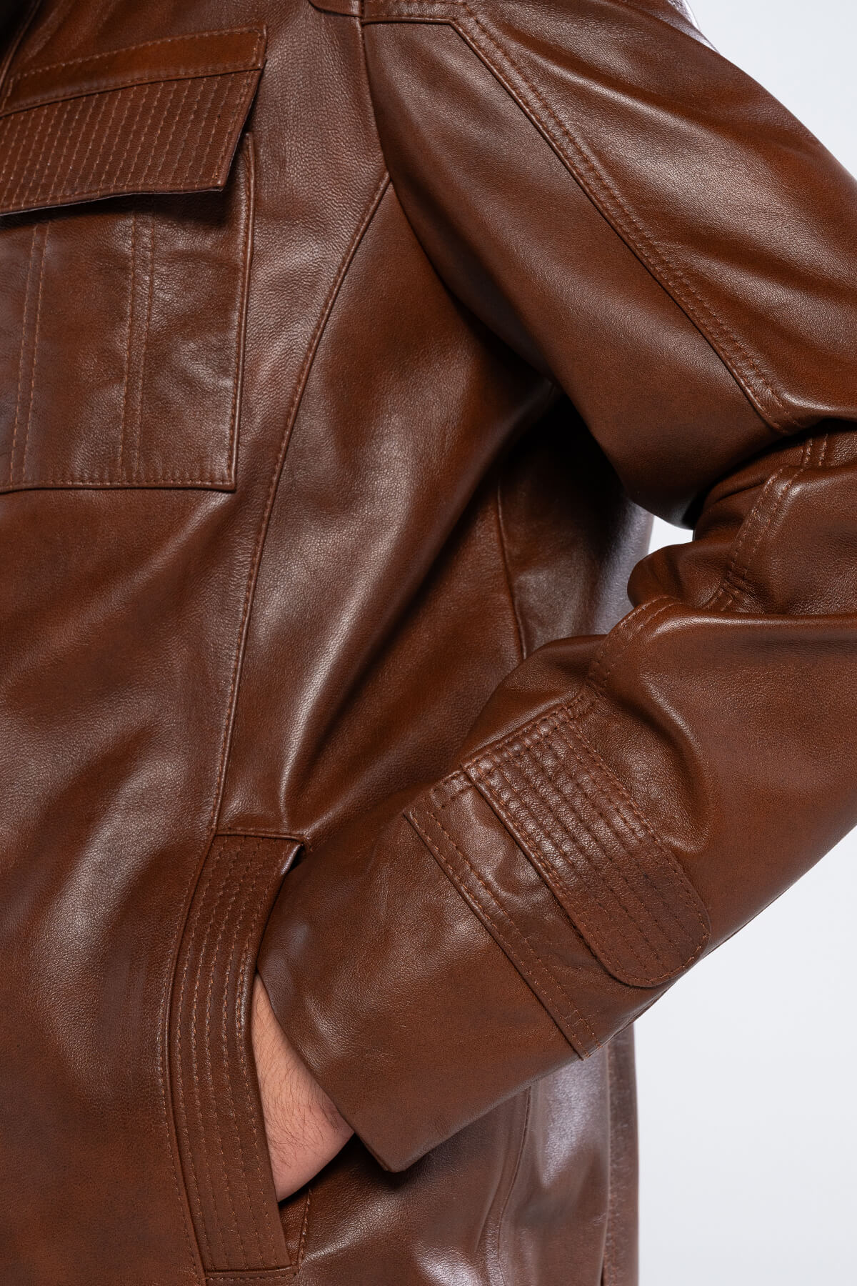 Tamer Tanca  Erkek Hakiki Deri Fındık Deri Mont - Görsel 5