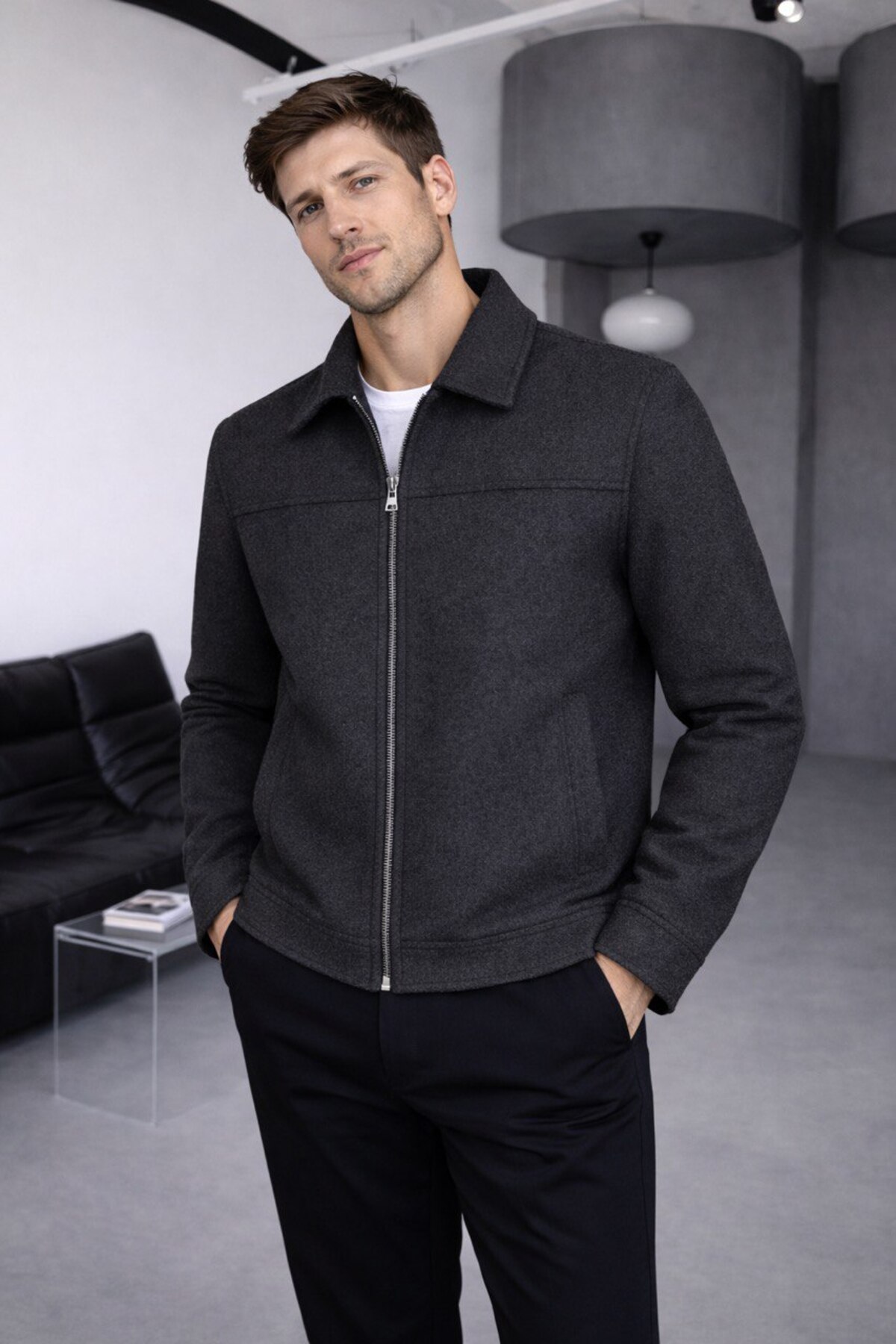 BASEL.CO  Old Money Dolgun Kumaş Tüylenmez Basic Kaşe Ceket - Görsel 3