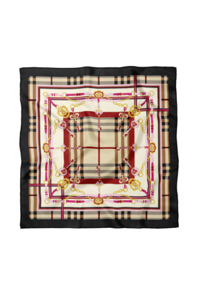 Sultan İpek Geometrik Desenli Fular / Bandana 50x50cm