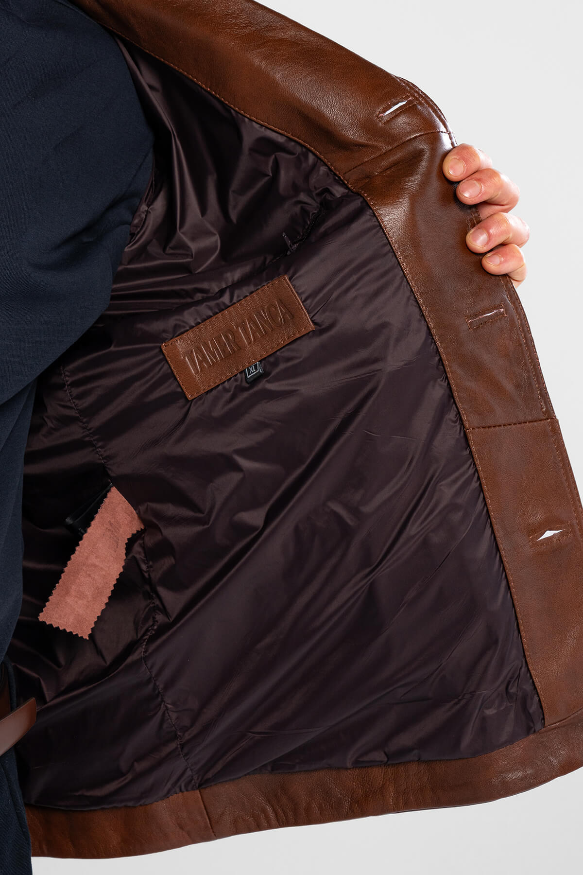 Tamer Tanca  Erkek Hakiki Deri Fındık Deri Mont - Görsel 7