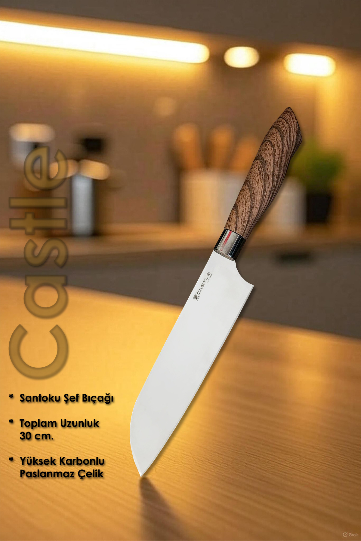 Castle Shine Serisi Santoku Uzak Doğu Mutfak Şef Bıçağı Et Ekmek