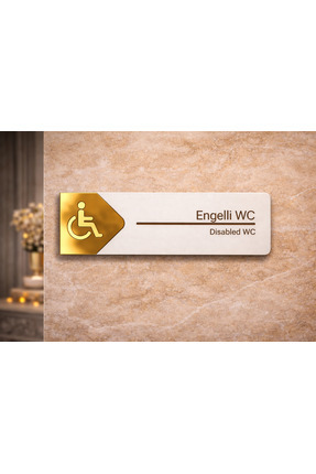 hibiscus Engelli WC Oda Kapı İsimliği Yönlendirme Tabelası Levhası Kişiselleş...
