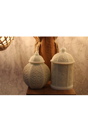 şema kadim ışık El Yapımı islami Oymalı Fener Mum Seti | Dekoratif Oriental T...