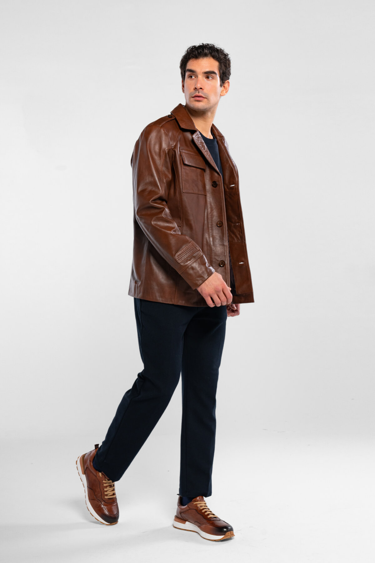 Tamer Tanca  Erkek Hakiki Deri Fındık Deri Mont - Görsel 6