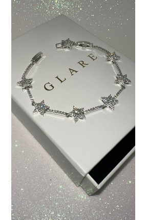 GLARE JEWELRY CO Gümüş Rodyumlu P.ndora Modeli Yıldız Lüks Çelik Bileklik 15+...