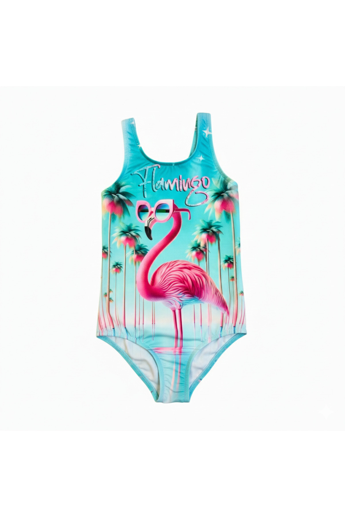 FırsatYeri Kız Çocuk Mayo Gözlüklü Filamingo Desenli Rahat Hızlı Kuruyan Mayo Deniz Havuz Plaj Mayosu fotoğrafı 3 (önizleme)