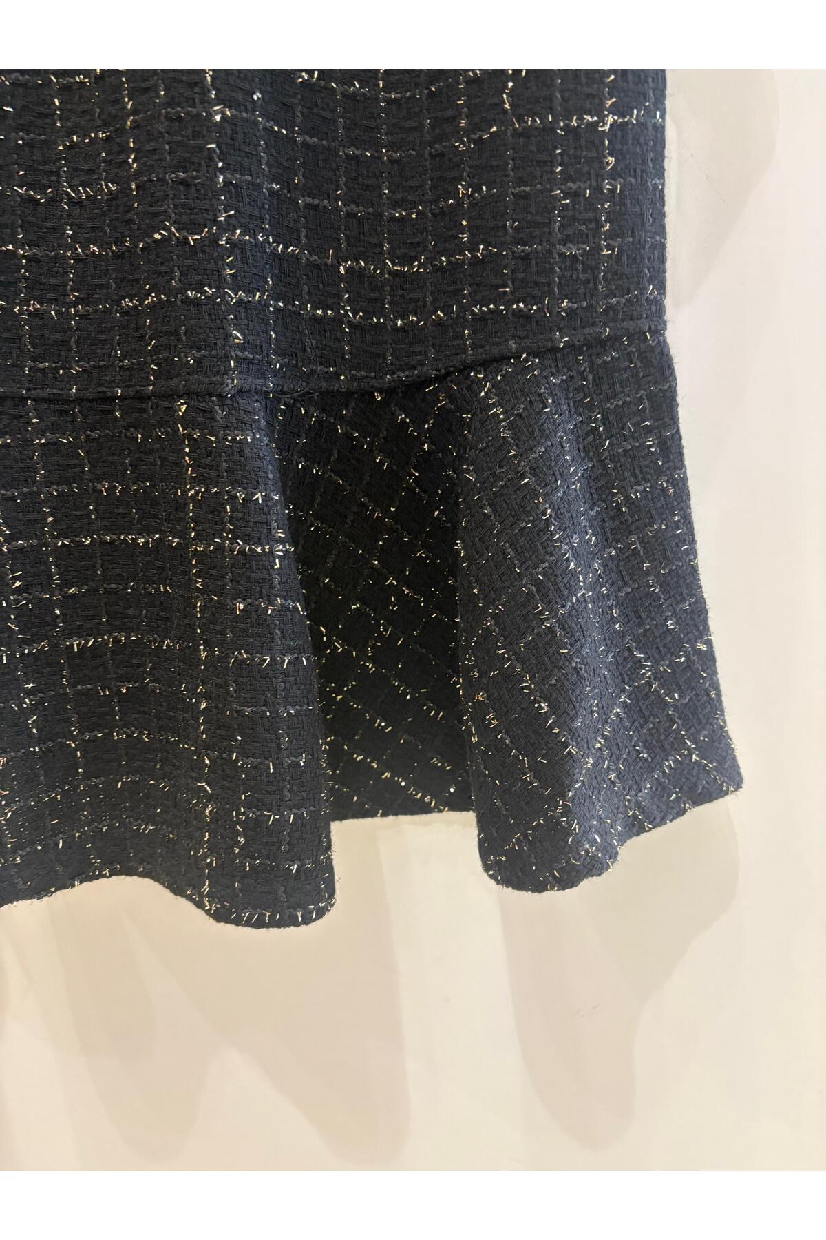 Miniminnakkidswear Kız çocuk ikili fiyonk detay jile elbise fotoğrafı 4 (önizleme)