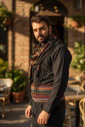 bilqasmi Erkek Yöresel Elbise Botani Desenli – Şalvar Takımı, Şal U Şepik Puş...
