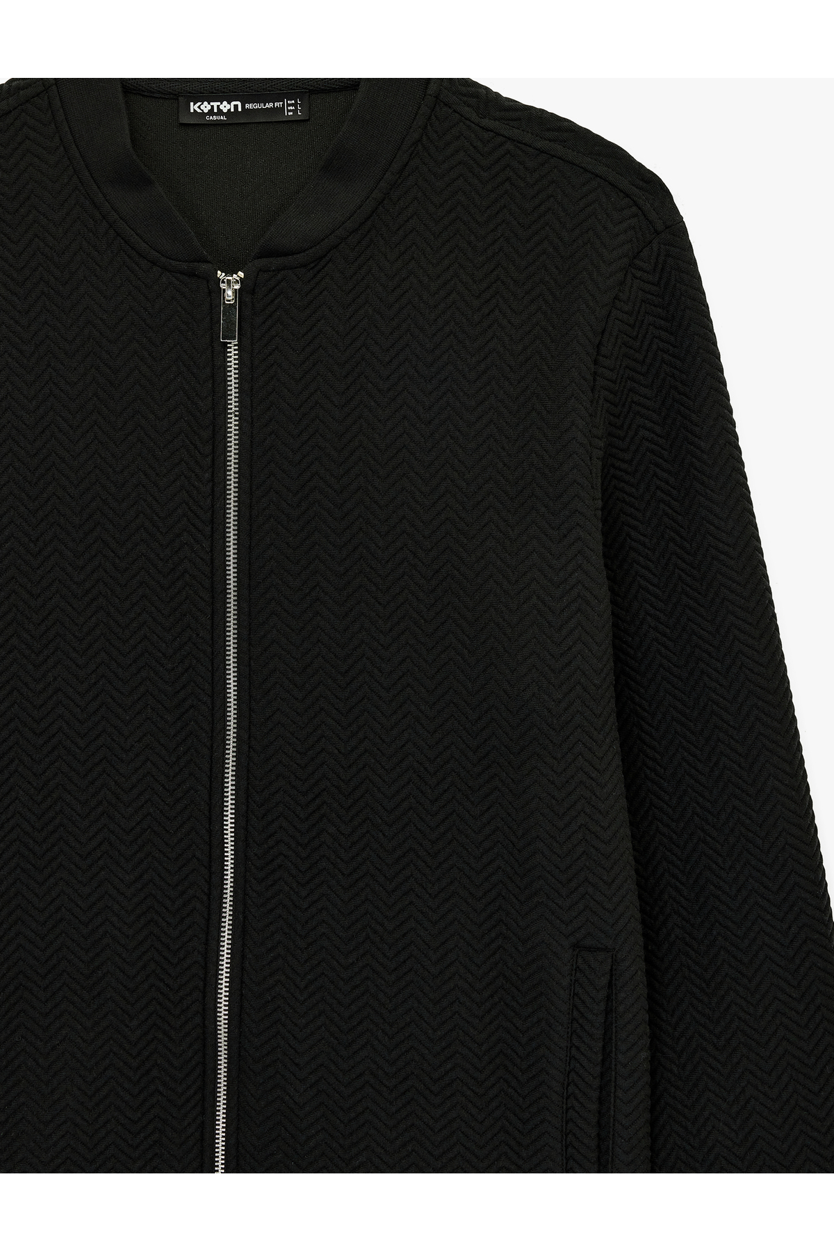 Koton  Uzun Kollu Dokulu Kapitone Fermuarlı Mevsimlik Ceket - Görsel 3