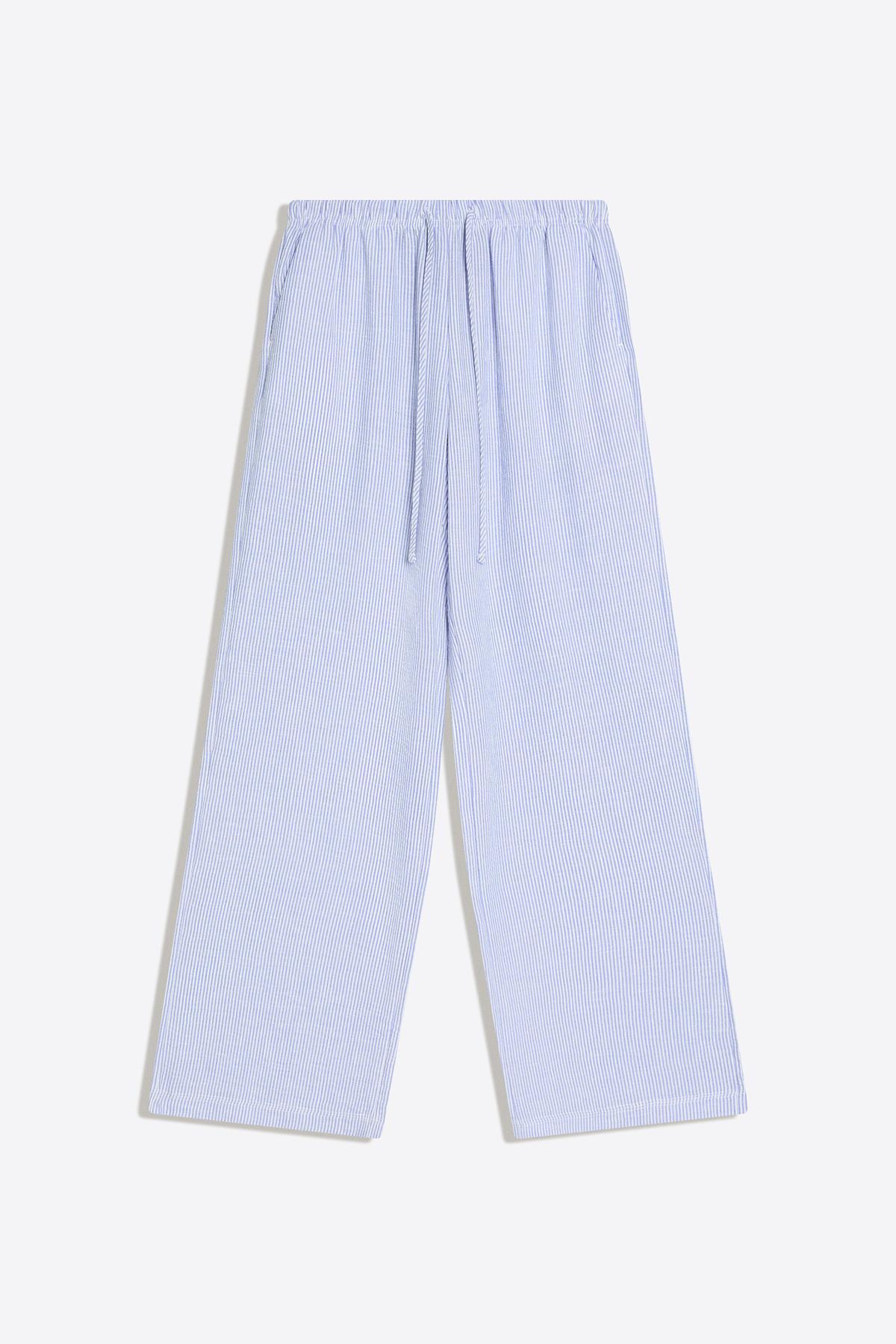 Bershka  Beli lastikli keten görünümlü pantolon - Görsel 6