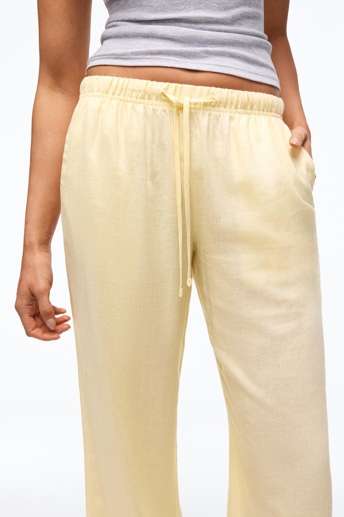 Bershka  Beli lastikli keten görünümlü pantolon - Görsel 5