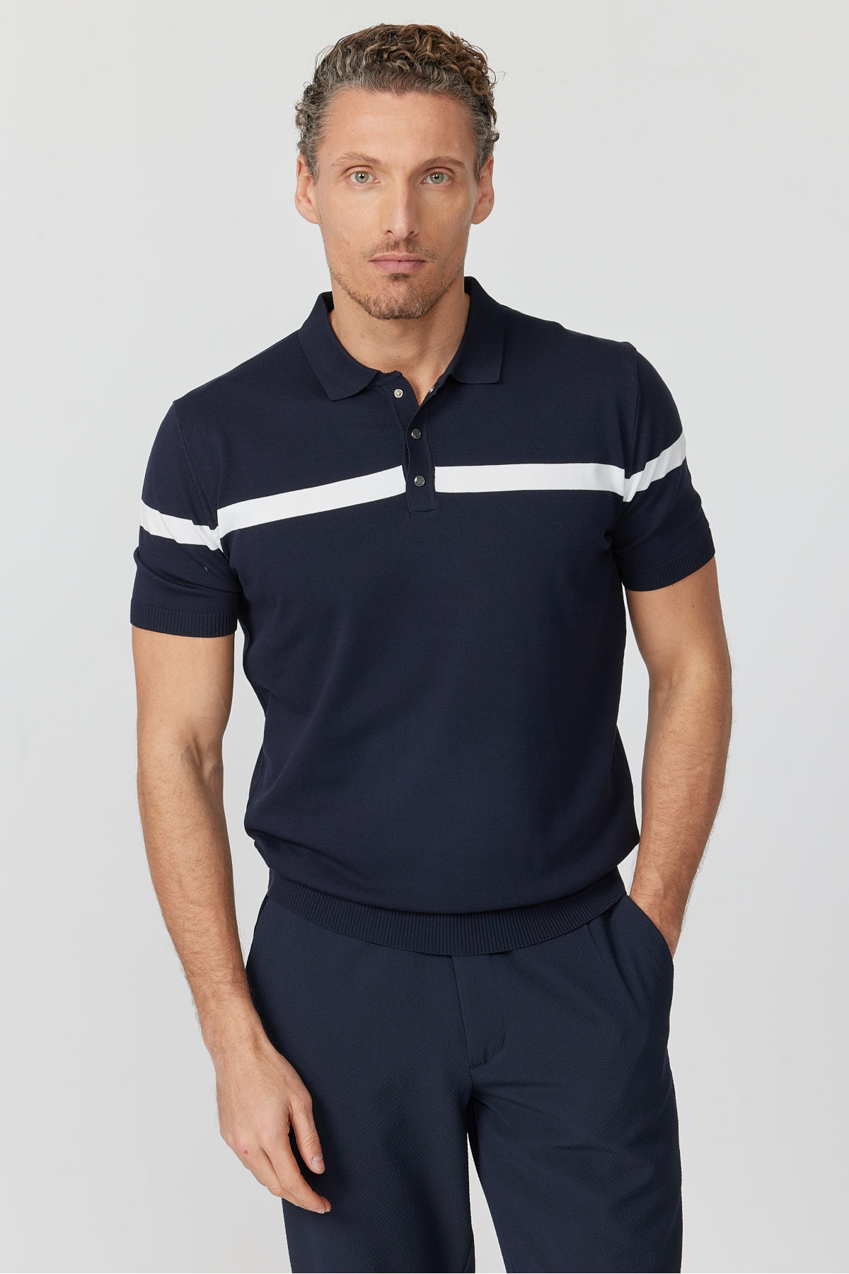 PAULMARK Men's Polo Neck Knitwear T-Shirt