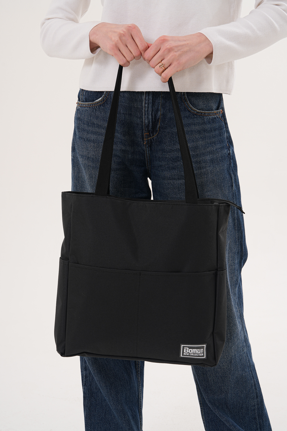 Boman  Geniş Hacimli Fermuarlı Çok Gözlü Kanvas Bez Spor, Okul, Günlük Çanta - Görsel 5