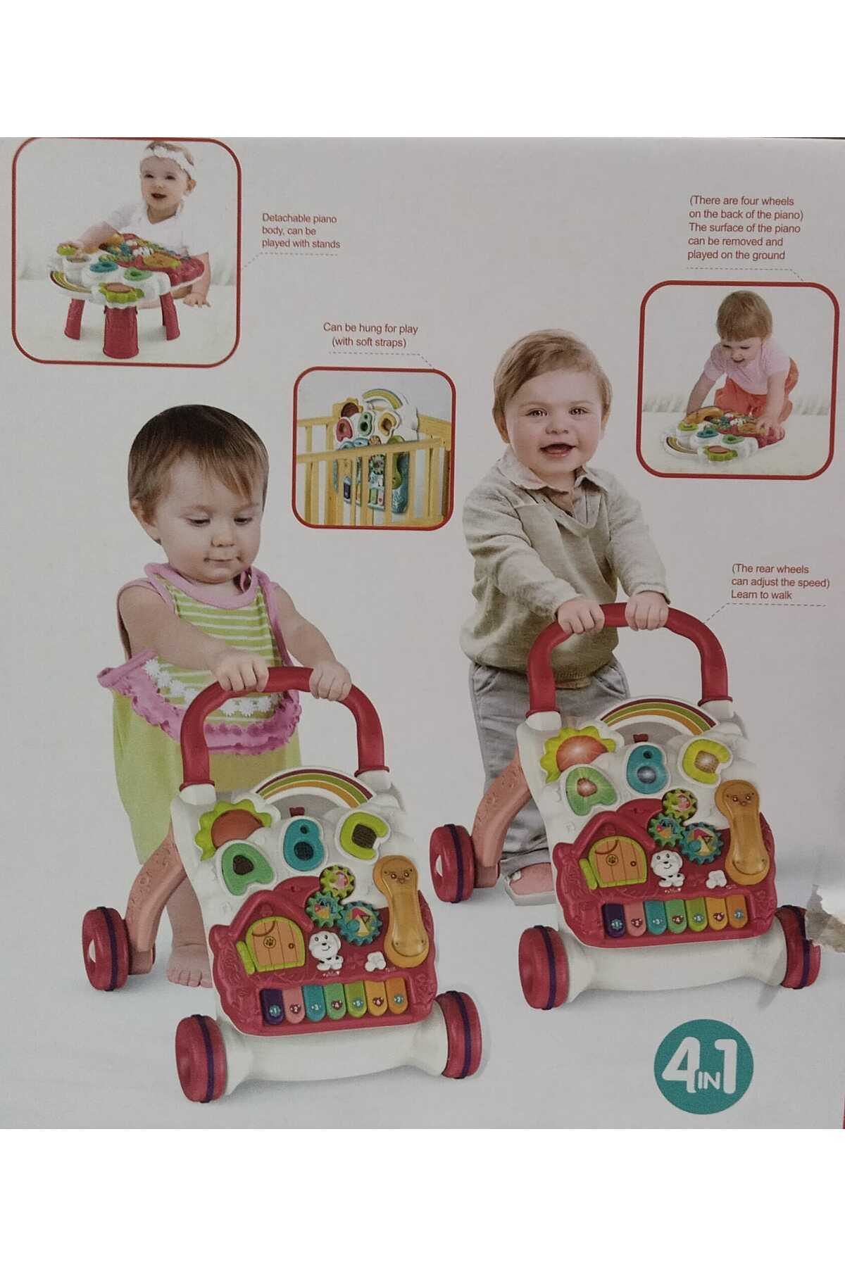 FEYSSHOP 4'ü 1 Arada Eğitici Bebek İlk Adım Arabası -Müzikli Piyanolu Aktivite Masası ve Yürüteç fotoğrafı 2 (önizleme)