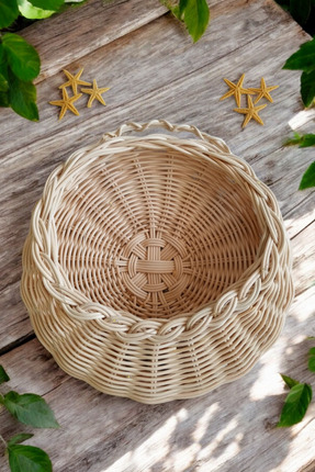MaviMarinUrla El Yapımı Rattan Bambu Duvar Sepeti, Çok Amaçlı, Dekoratif, Düz...