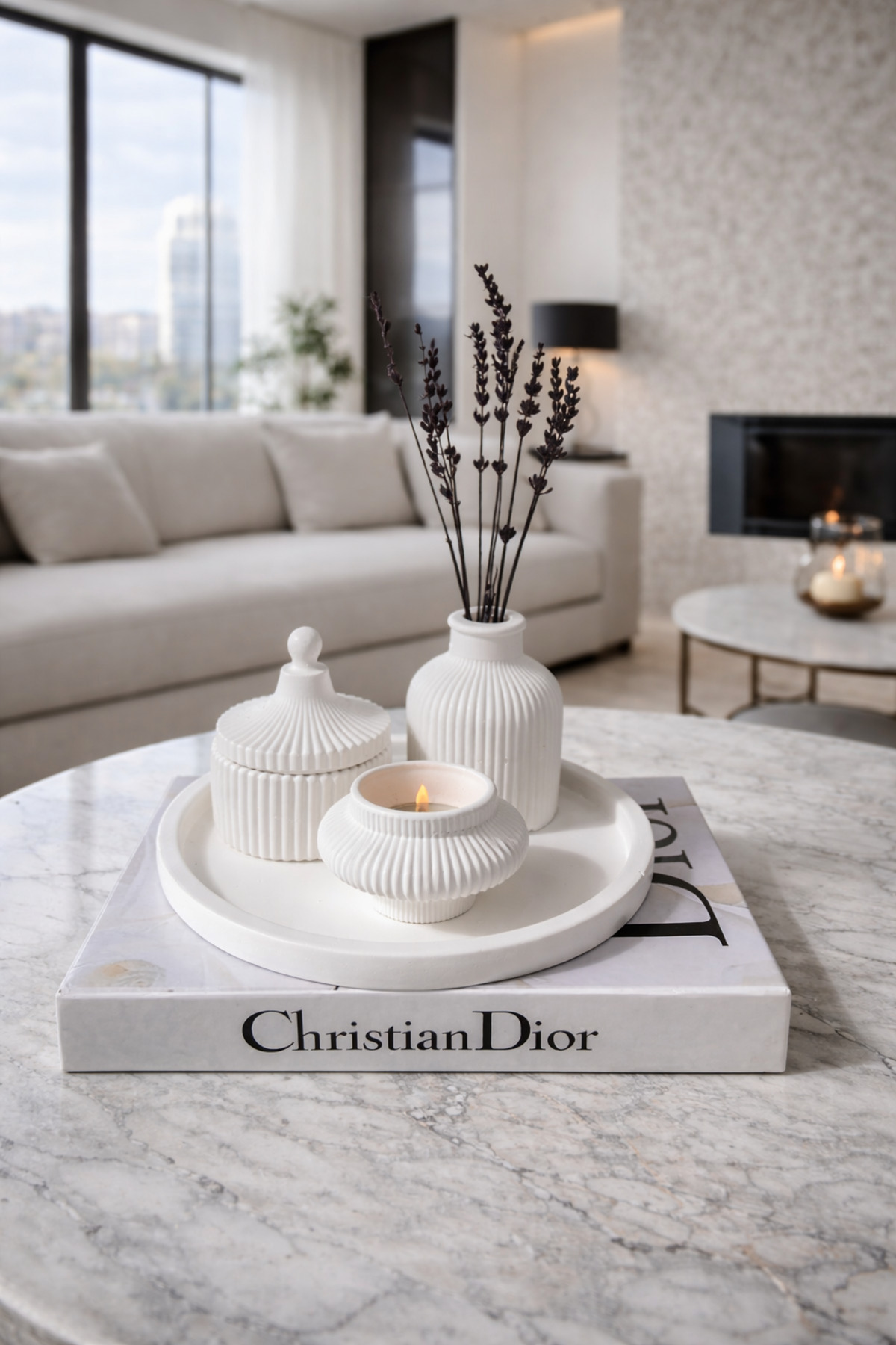 Zigzag Home Dekorativni set od 4 vaze, poslužavnik, držač za čajne sveće, Pru...