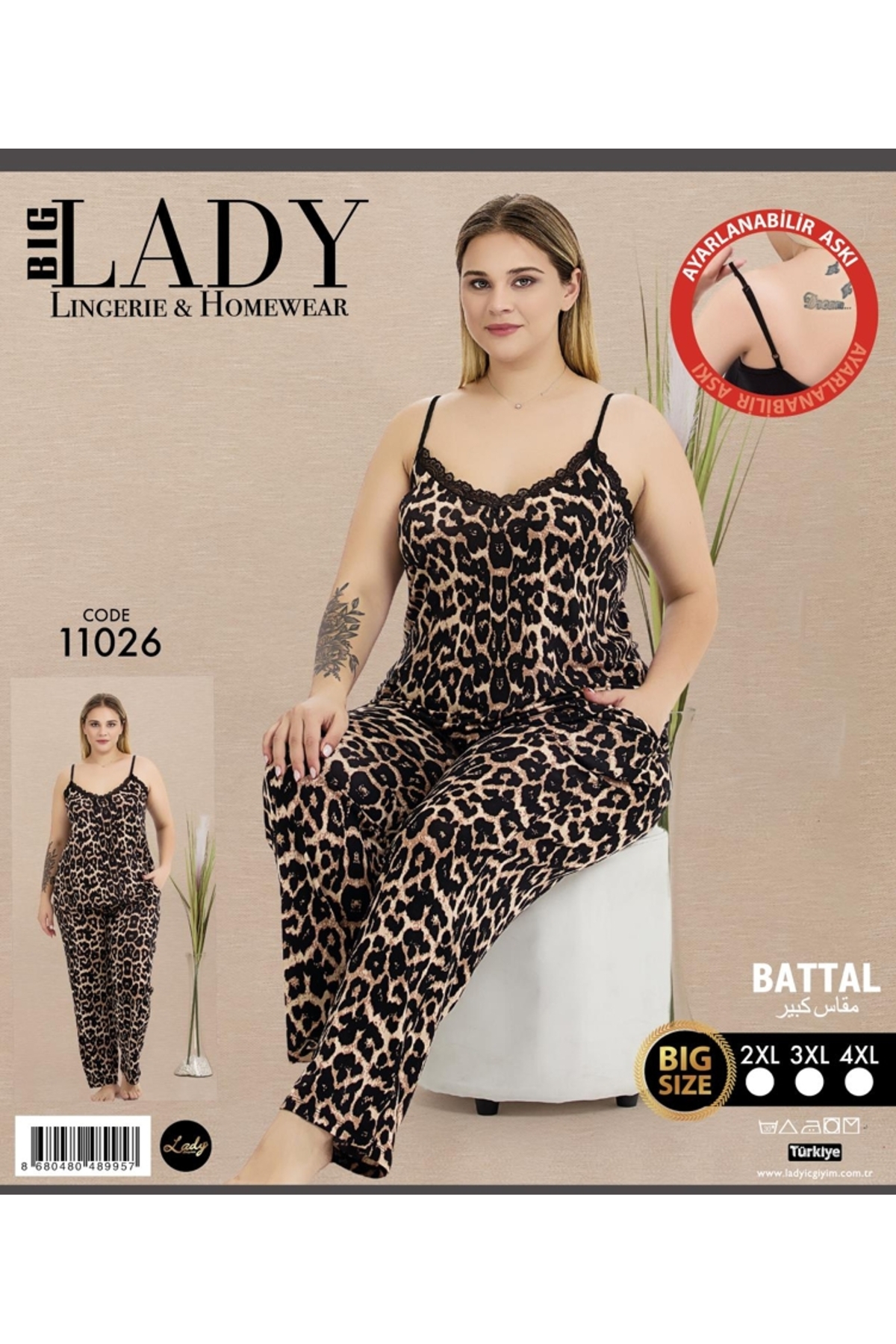 NightLove Kadın Battal Boy Gecelik Takımı