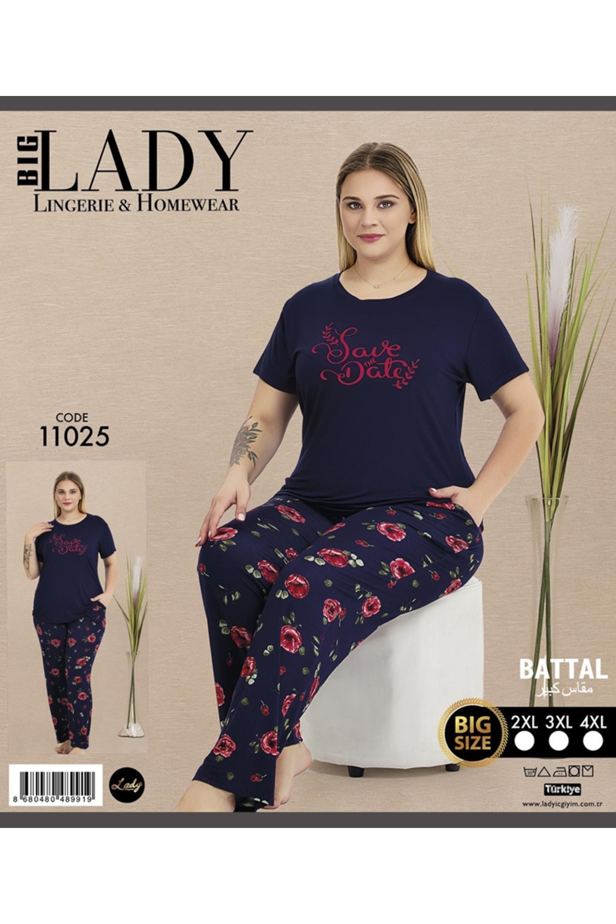 NightLove Kadın Battal Boy Gecelik Takımı