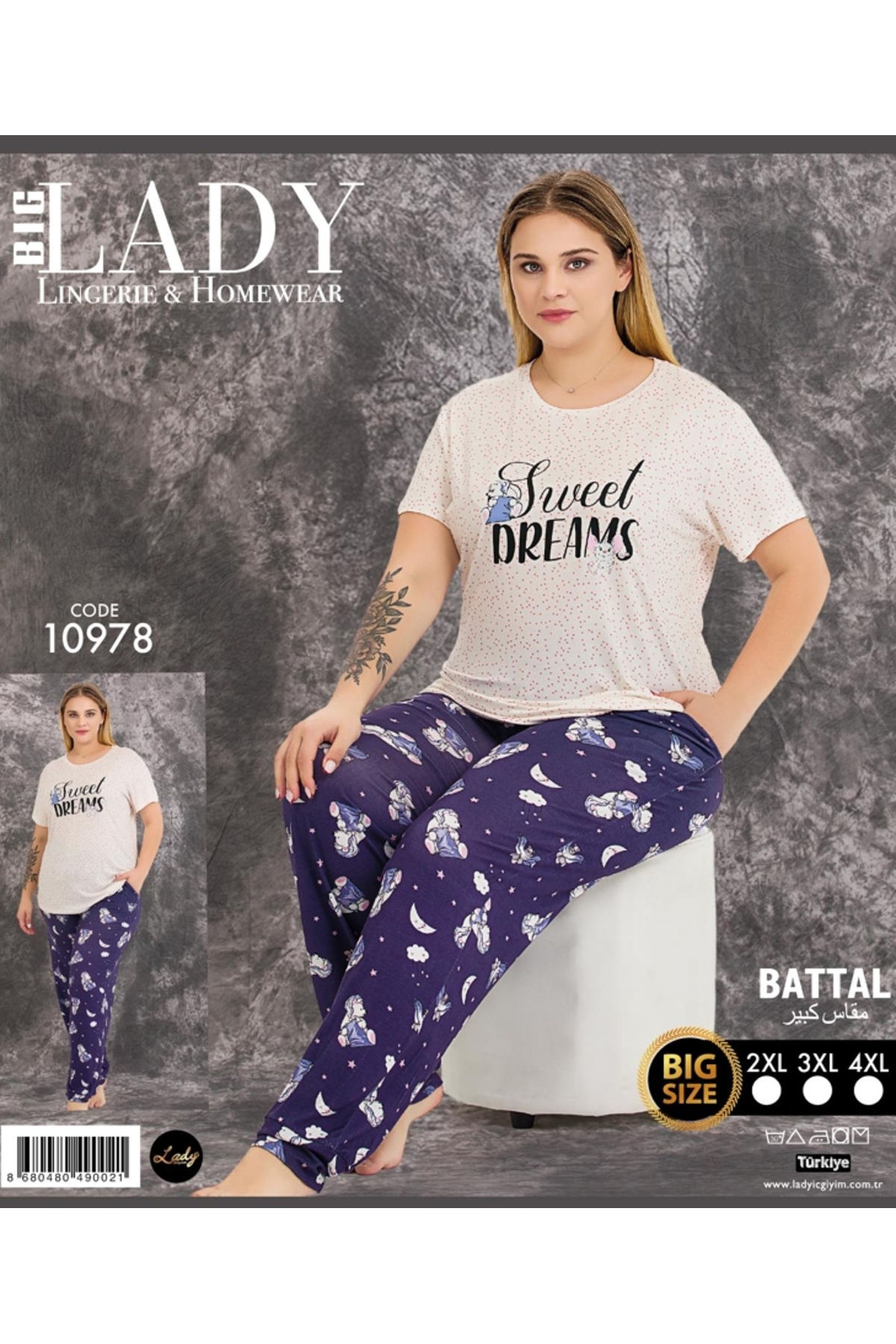 NightLove Kadın Battal Boy Gecelik Takımı