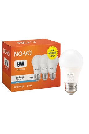 NexGen NO-VO 3LÜ AVANTAJ PAKET 9W BEYAZ LED AMPUL E27 806LM 6500K 15.000 SAAT...