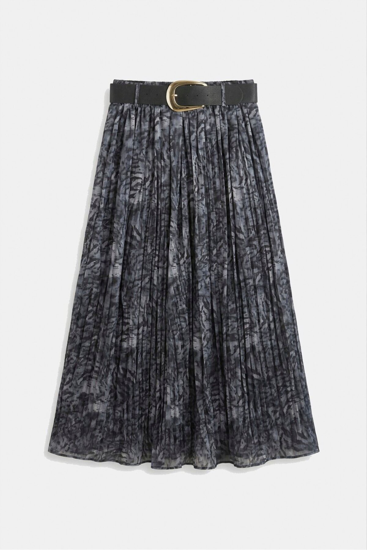 ROVELLA  füme desenli pliseli beli lastikli etek - Görsel 2