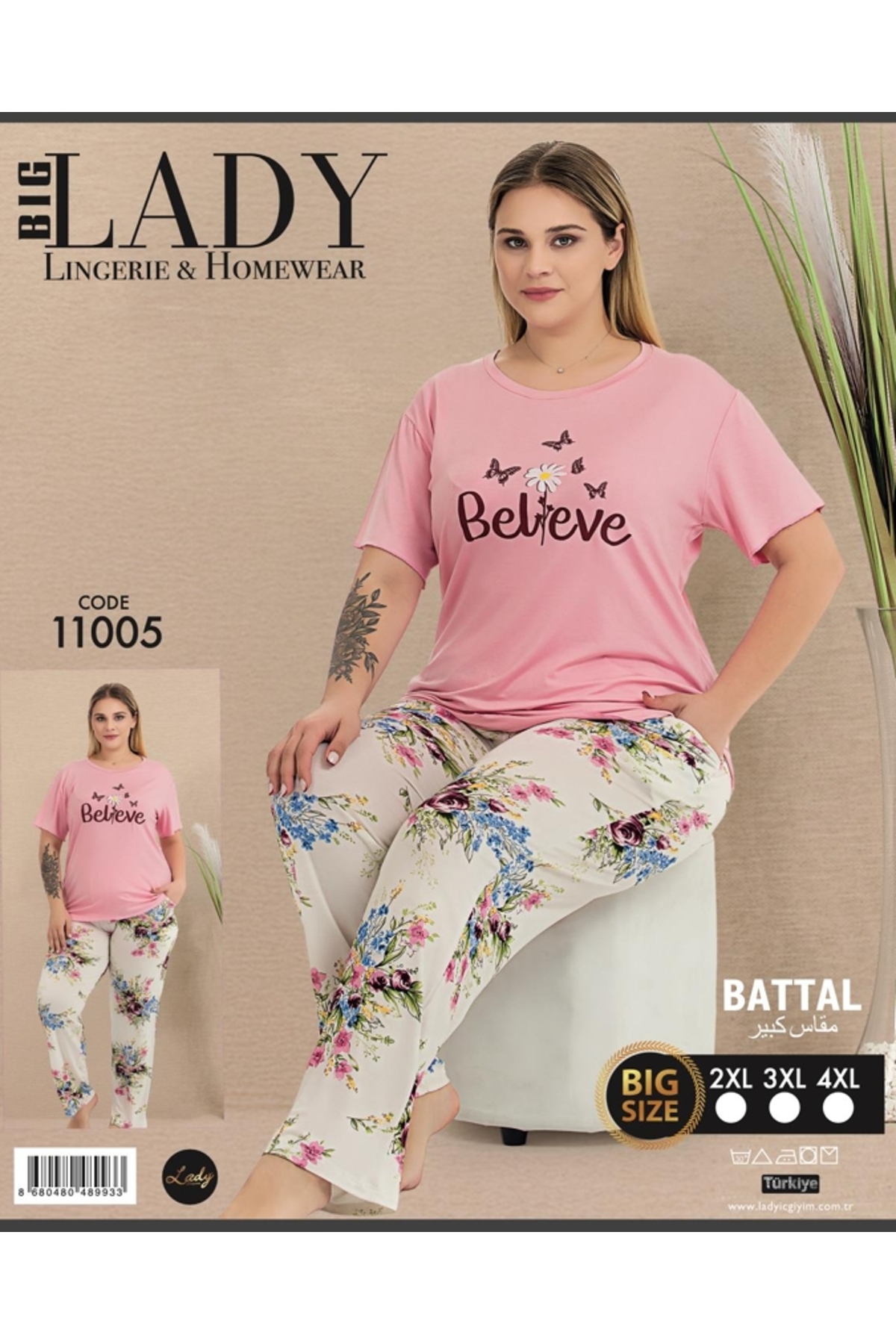 NightLove Kadın Battal Boy Gecelik Takımı