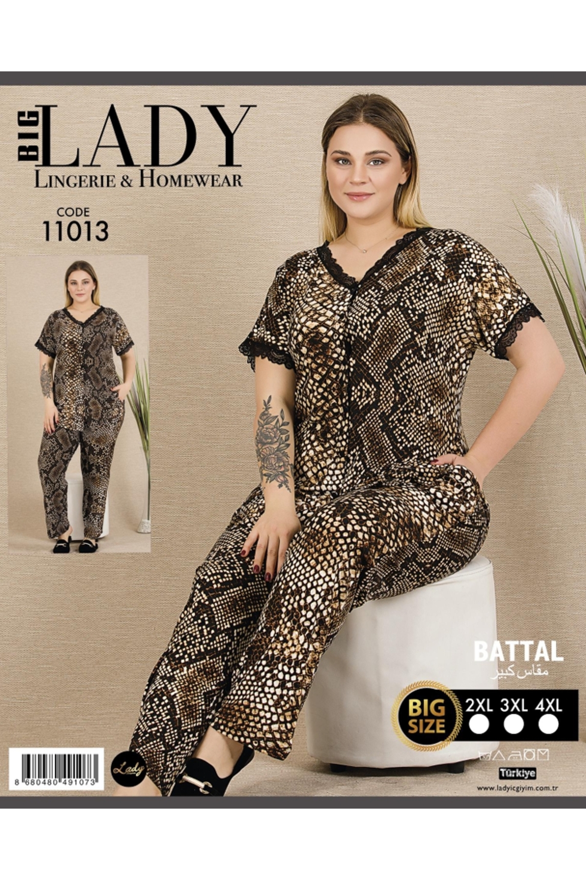 NightLove Kadın Battal Boy Gecelik Takımı