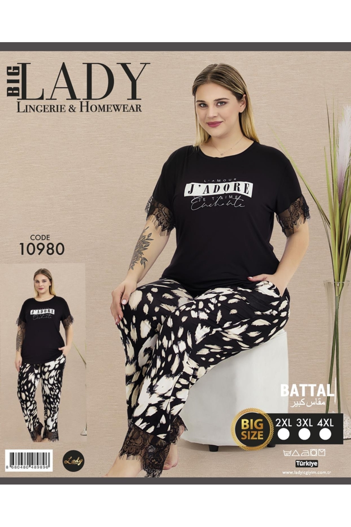 NightLove Kadın Battal Boy Gecelik Takımı