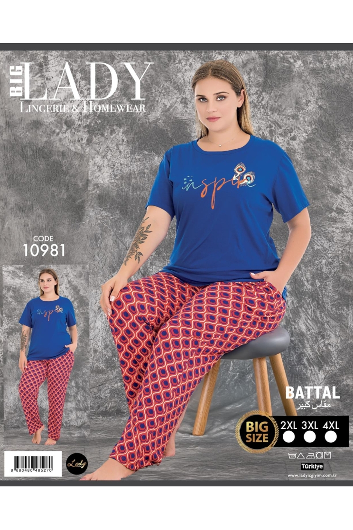 NightLove Kadın Battal Boy Gecelik Takımı