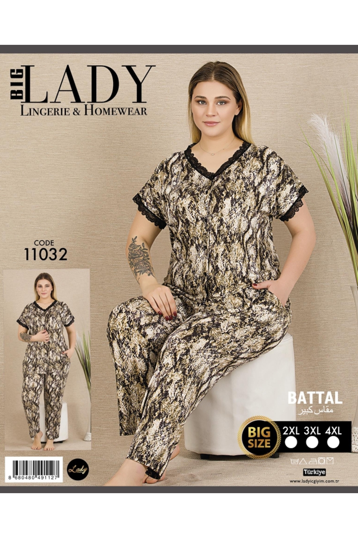 NightLove Kadın Battal Boy Gecelik Takımı