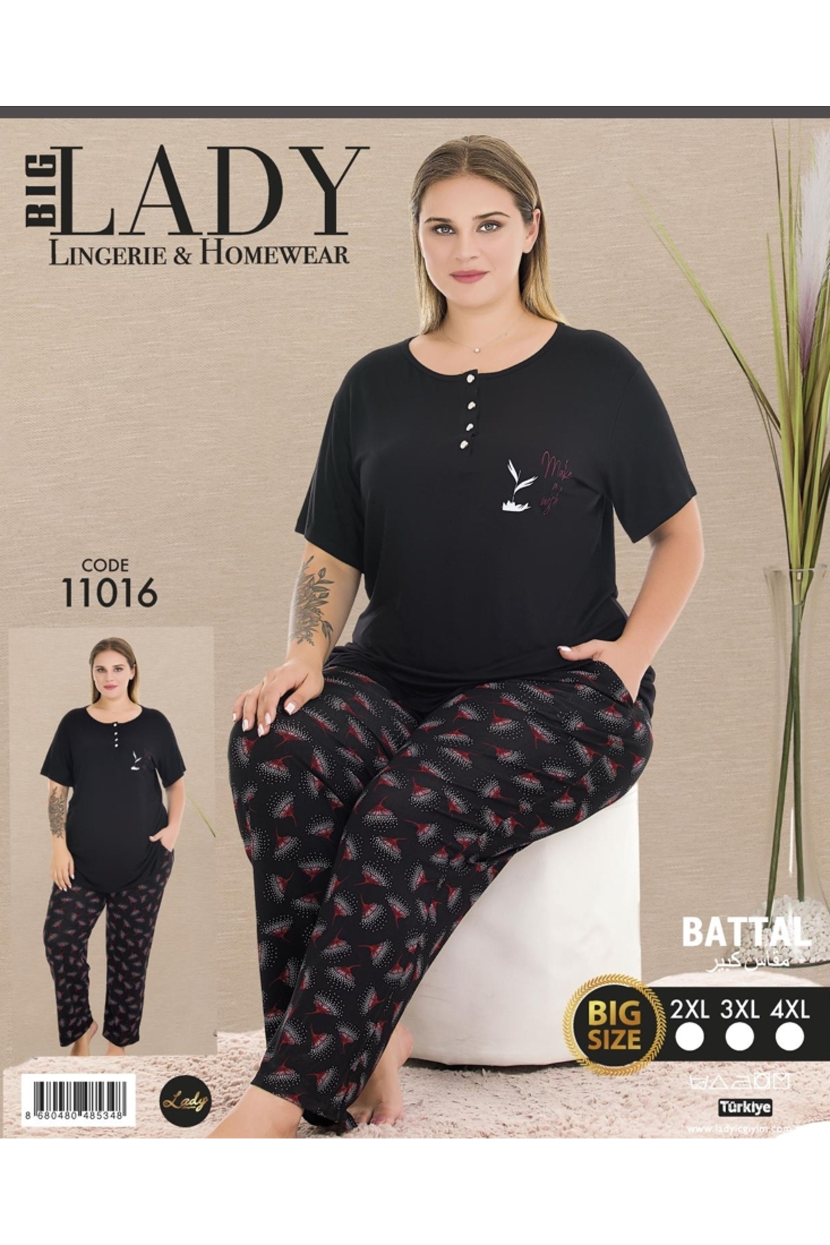 NightLove Kadın Battal Boy Gecelik Takımı