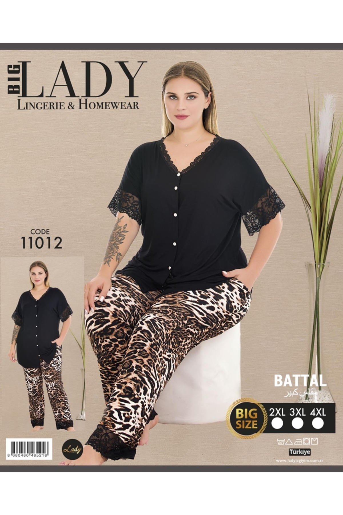 NightLove Kadın Battal Boy Gecelik Takımı