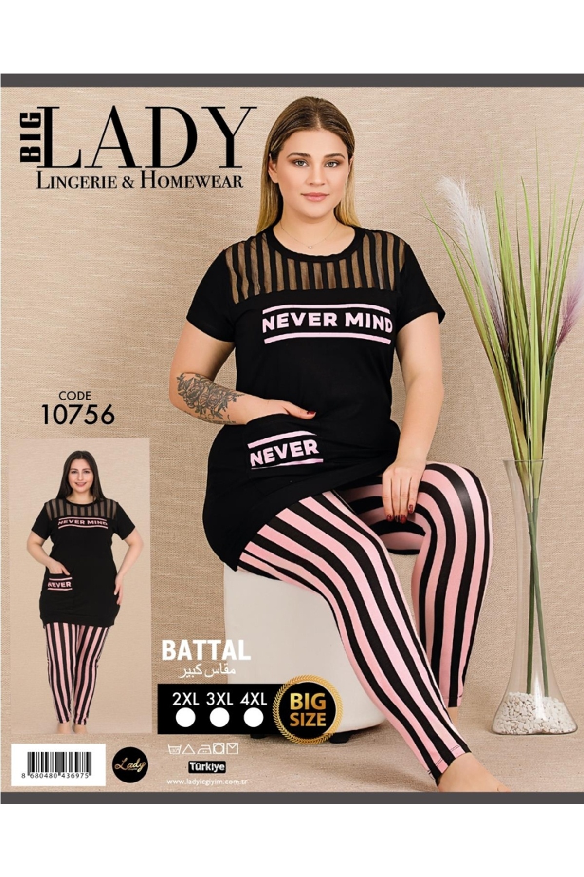 NightLove Kadın Battal Boy Gecelik Takımı