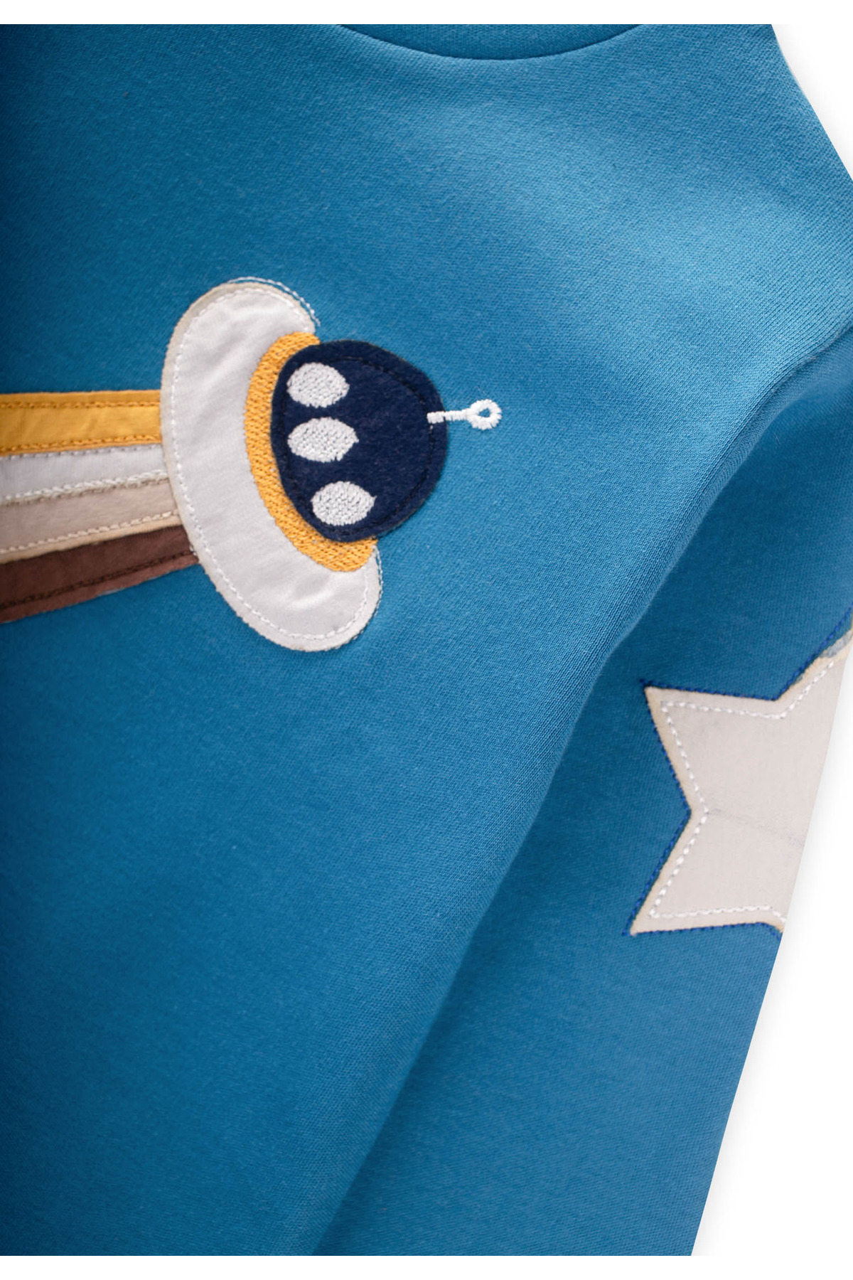 Cigit Uzay Aracı Aplikeli Pijama Takım 2-8 Yaş İndigo Mavi fotoğrafı 3 (önizleme)