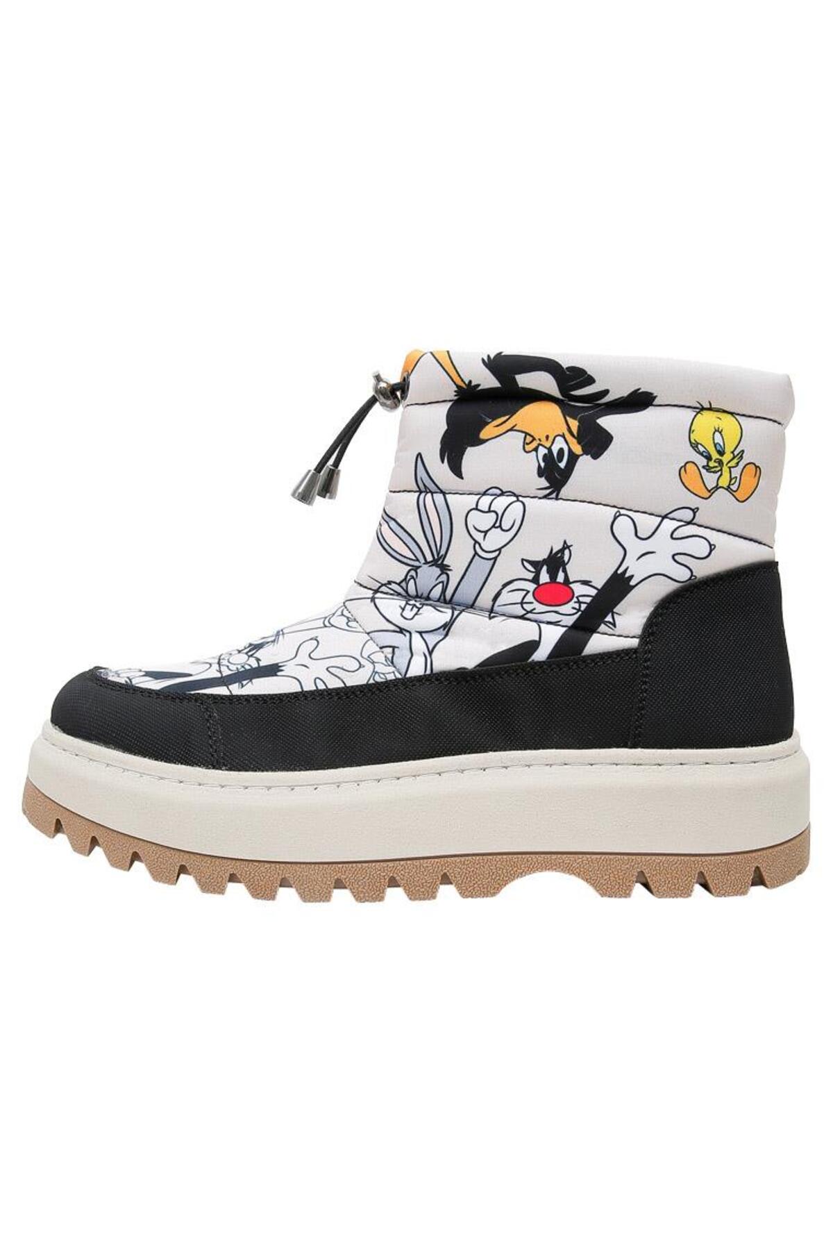 Dogo Kadın Vegan Krem Uzun Bot - Looney Tunes Chasing Tunes Tasarım görsel 5