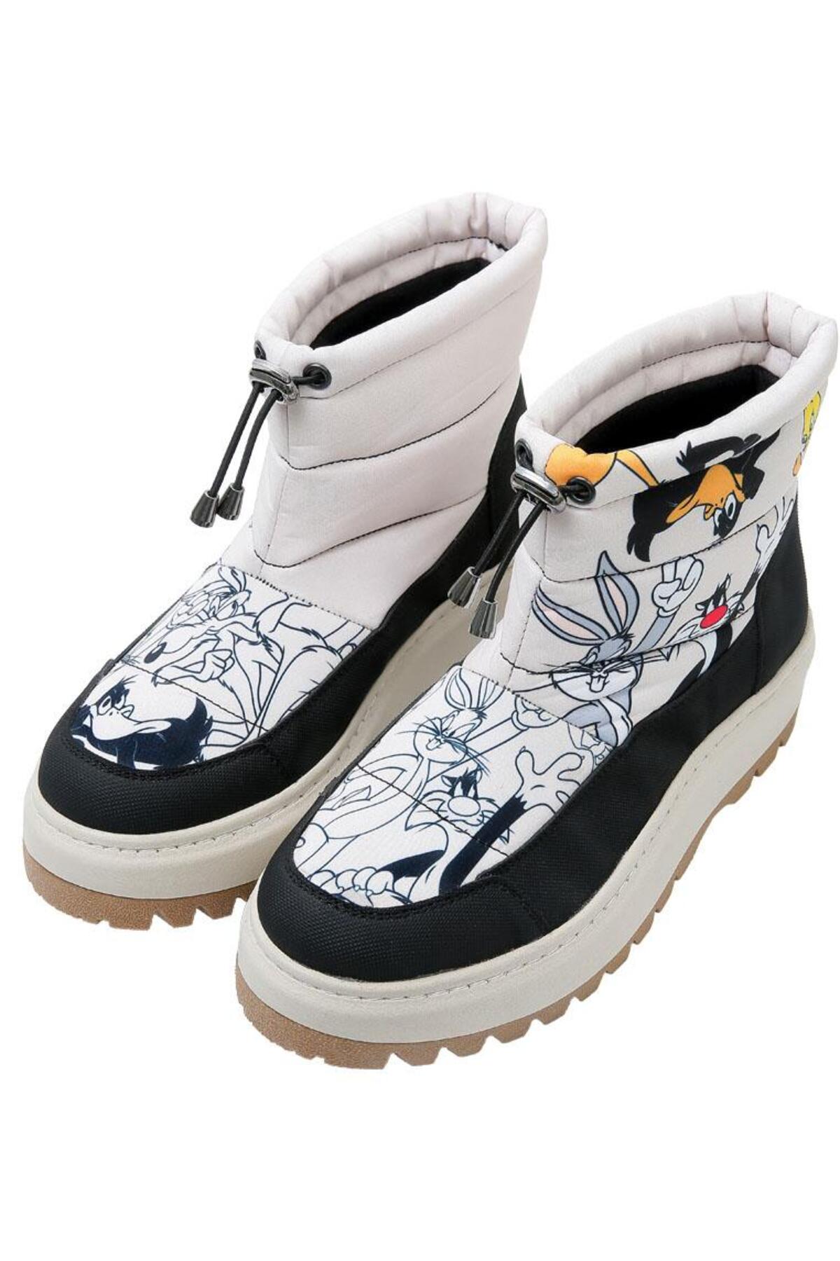 Dogo Kadın Vegan Krem Uzun Bot - Looney Tunes Chasing Tunes Tasarım görsel 3