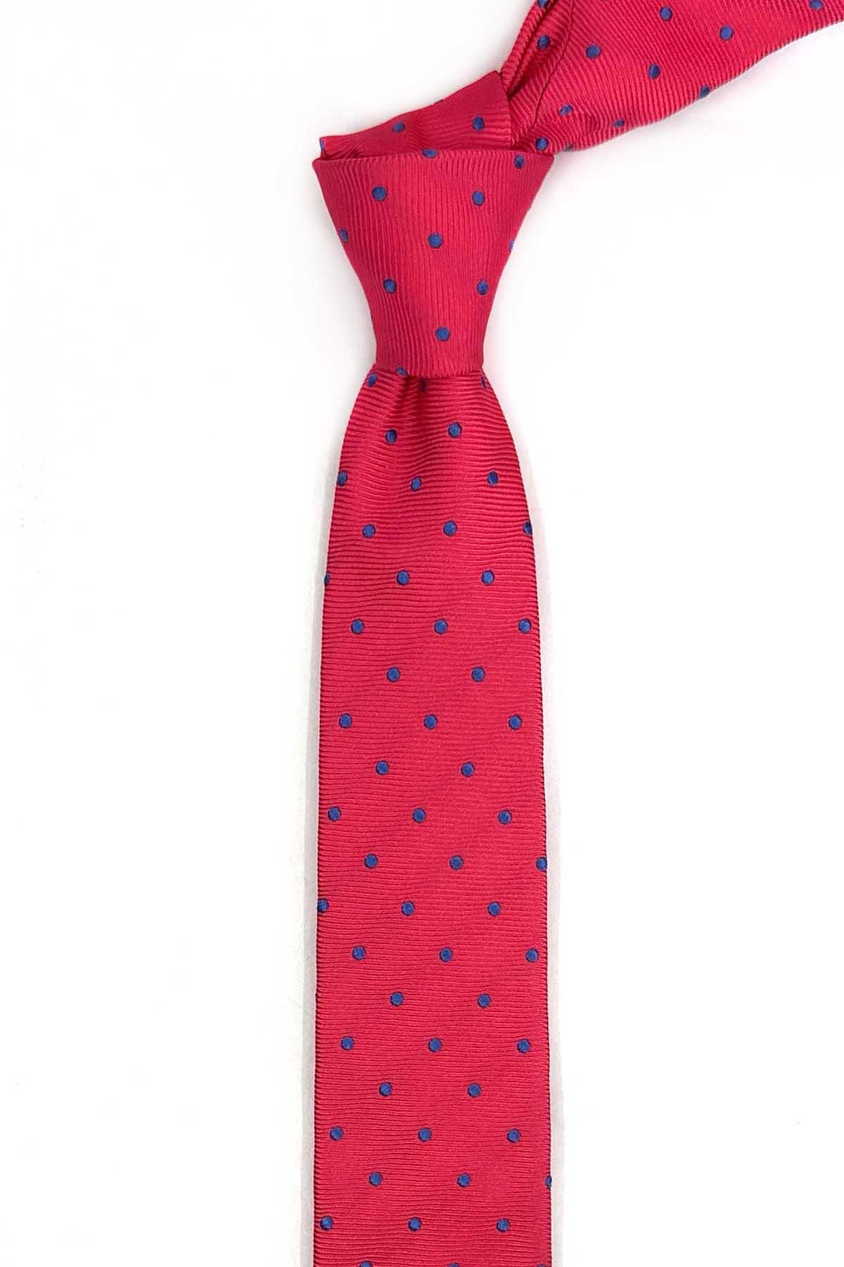  کراوات ابریشمی فوق باریک خالدار شکوفه انار ۴.۶ سانتی‌متری مدل IK2333