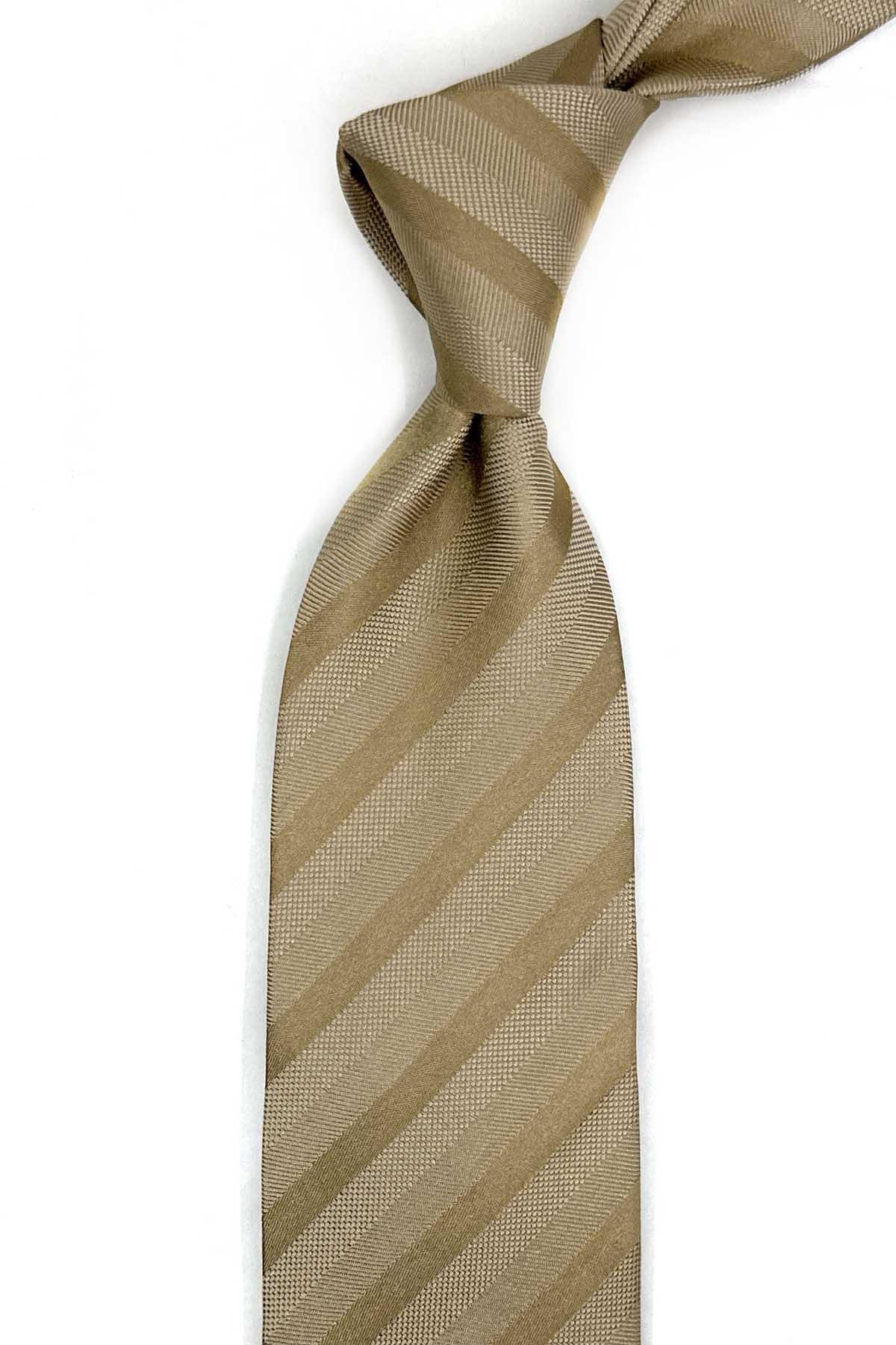  کراوات ابریشمی ایتالیایی طرح بورگاتا طلایی راه راه مدل IK2268