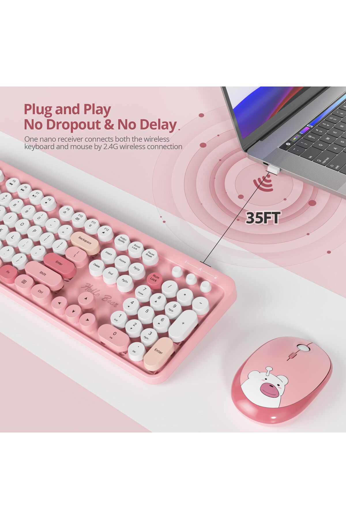XTRIKE ME Kablosuz Retro Daktilo Klavye Mouse Seti - 2.4G Wireless