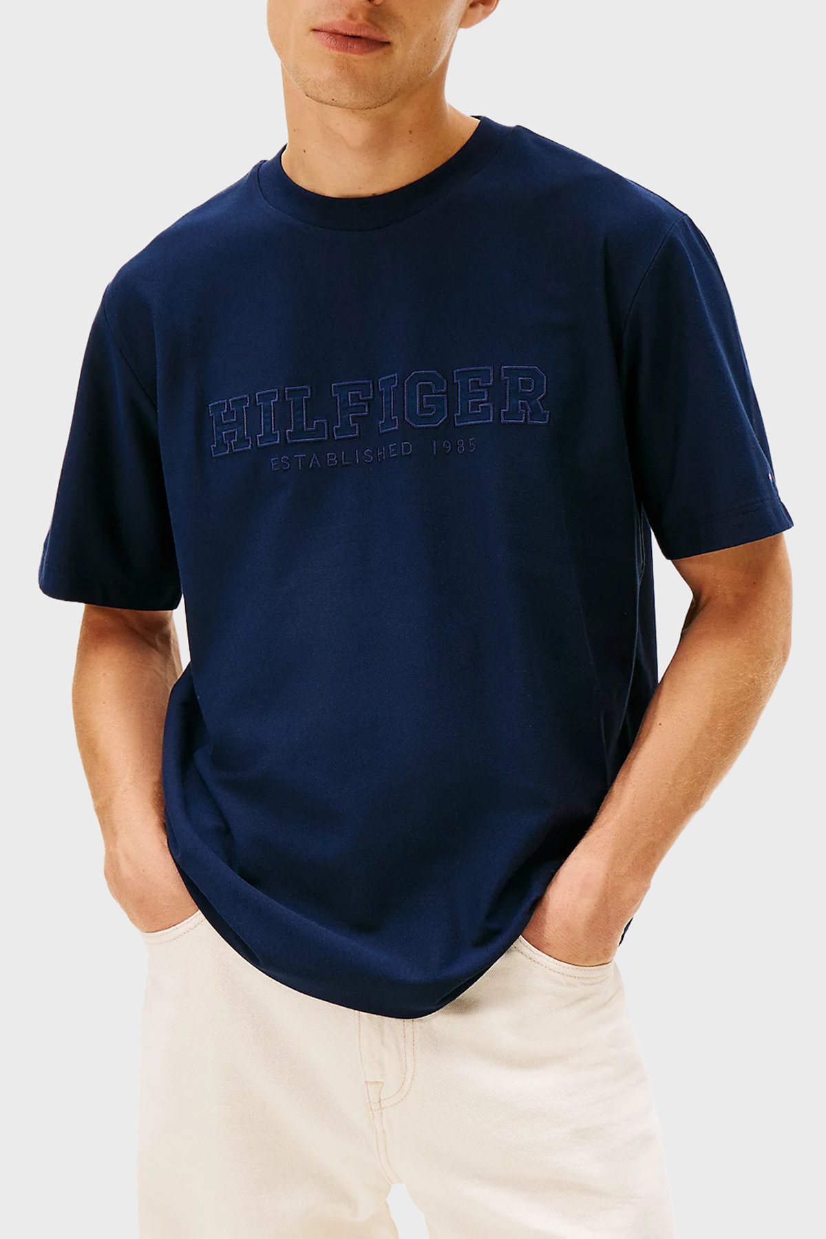 تامی هیلفیگر تی شرت مردانه طرح MW0MW41766 C1G، 100% پنبه، یقه گرد، چاپ لوگو