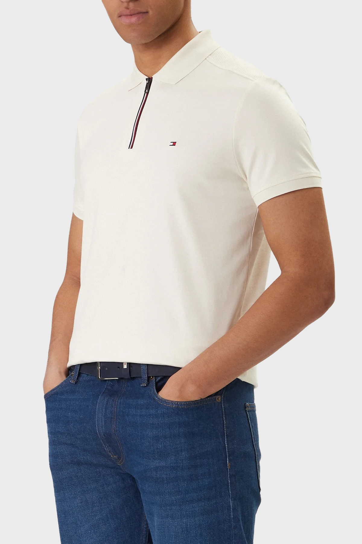 تامی هیلفیگر تیشرت یقه گرد مردانه ۱۰۰٪ پنبه سایز معمولی نیم زیپ، یقه پولو، MW0