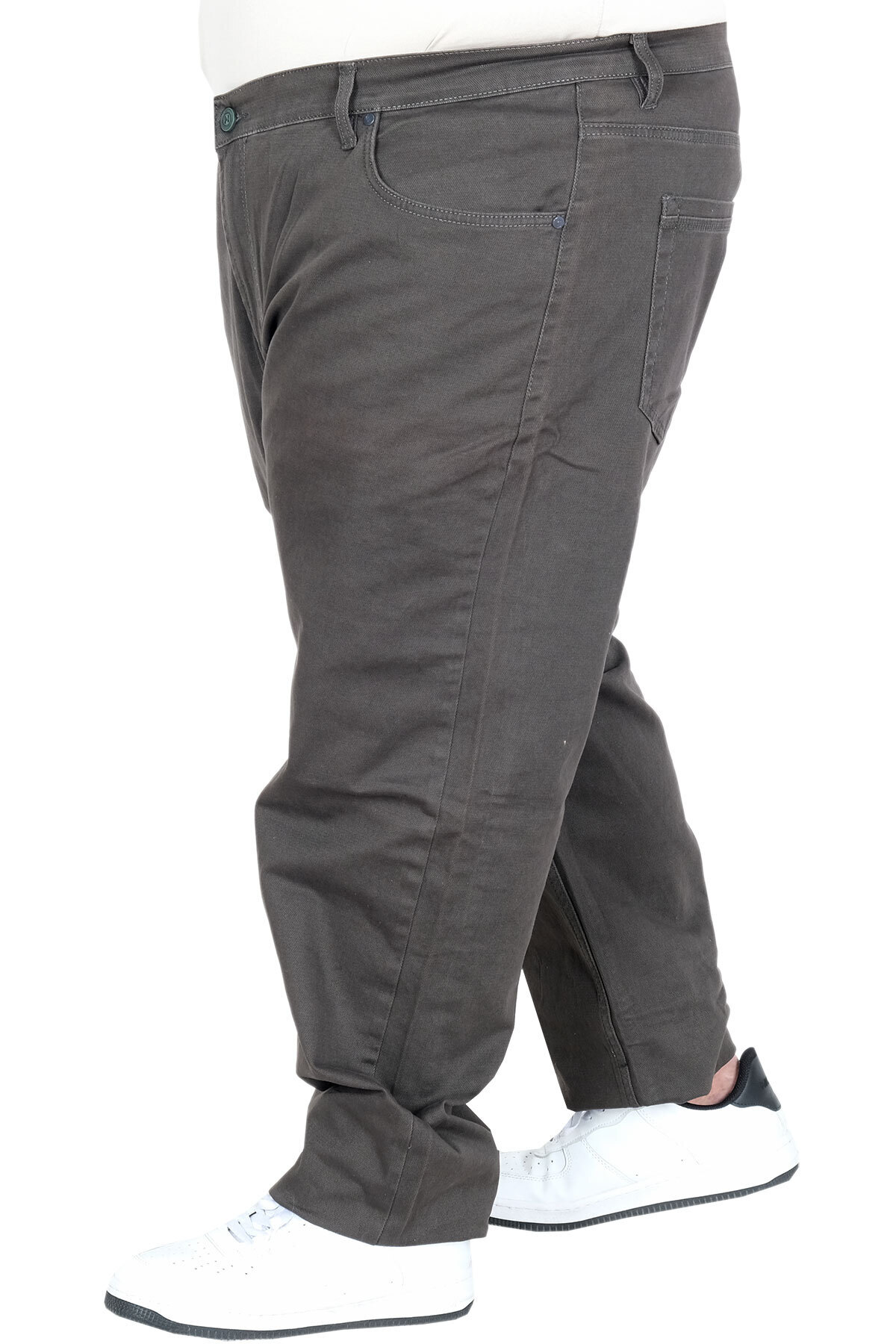 ModeXL Mode XL Büyük Beden Geniş Paça Denim Pantolon 20923 HAKİ görsel 2