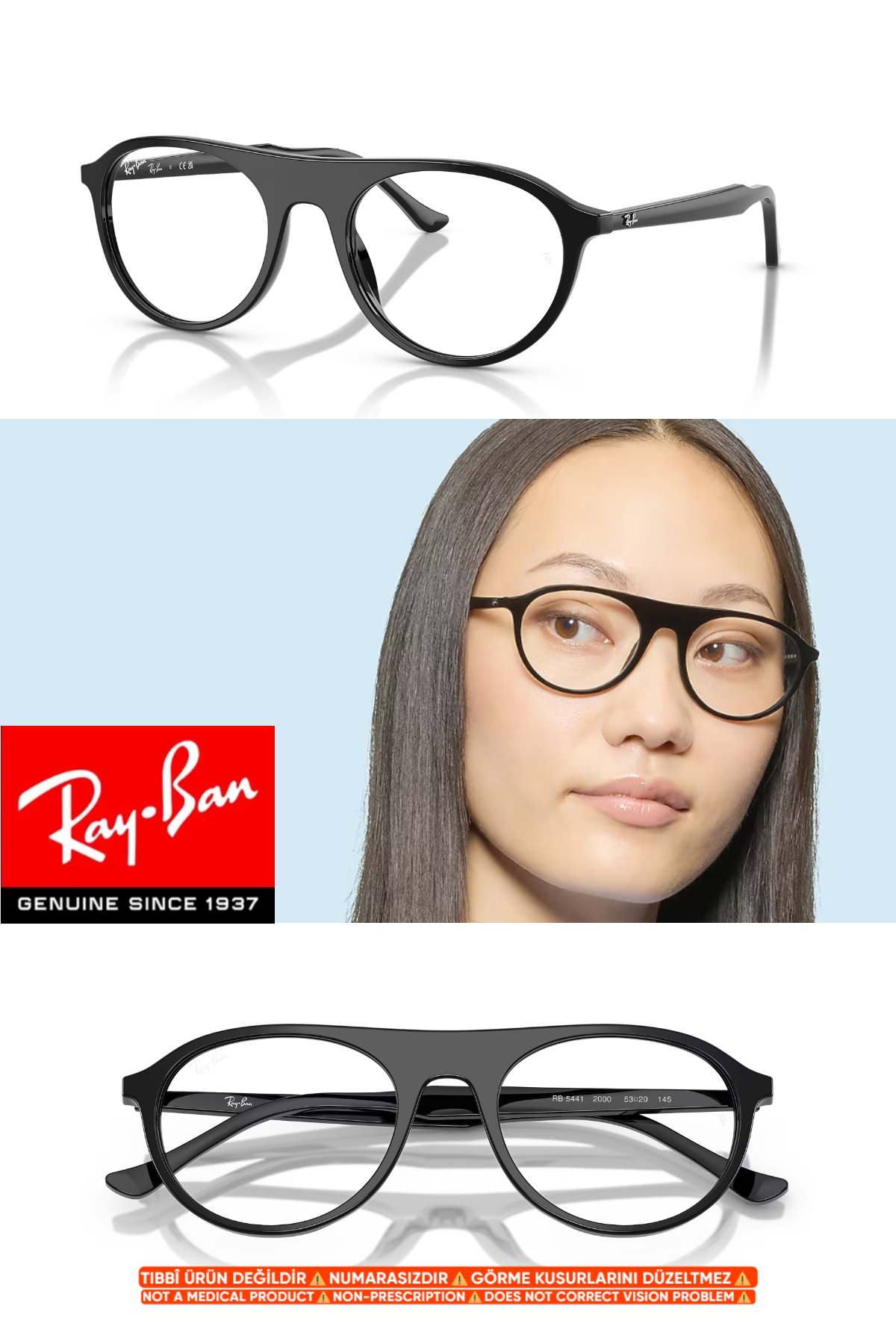 Ray-Ban RX5441 2000 51-20-145 + Premium Blue Light Protection