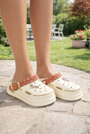 MODAONN Kadın Örgü Tokalı Bantlı Sabo Terlik