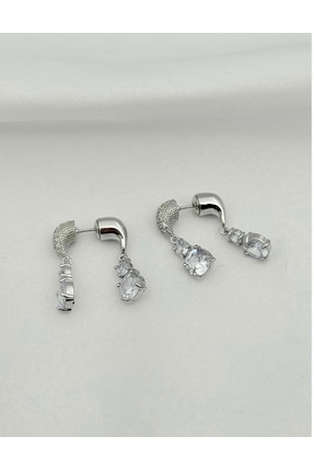 SY AKSESUAR Çift Taraflı Zirkonyum Küpe