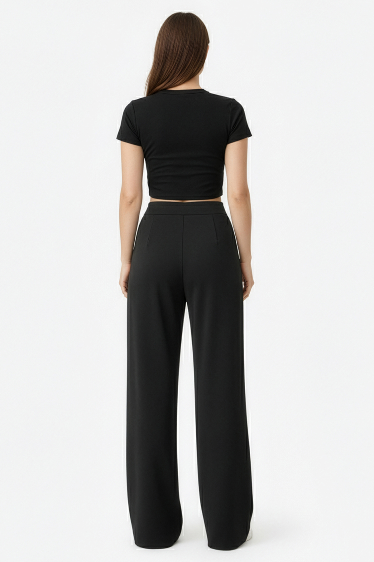 HNX  Kadın Yüksek Bel Toparlayıcı Boru Paça Tayt Pantolon Siyah - Görsel 2