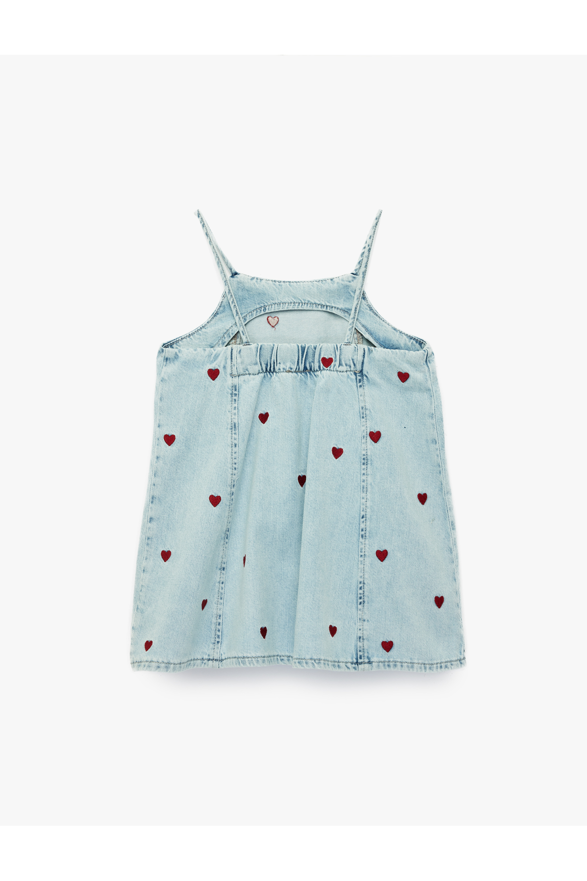 Koton Kare Yaka Kalp Desenli Askılı Denim Jile Elbise fotoğrafı 2 (önizleme)