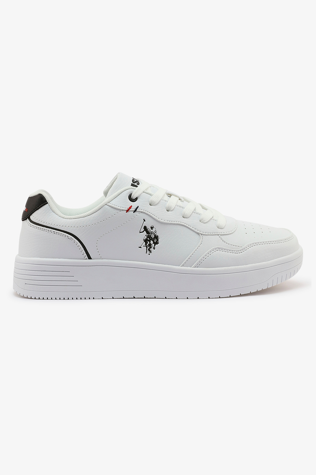 U.S. Polo Assn. Men's White Low-Top Sneakers - Lightweight Classic Lace-Up Design, Comfortable for Everyday Outfits